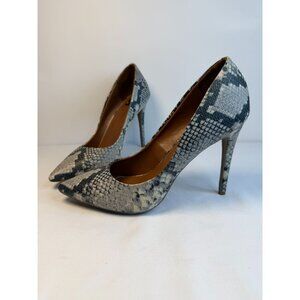SM New York Snakeskin Print Pumps Women Size 10M Grey Leather High Heel Shoes
